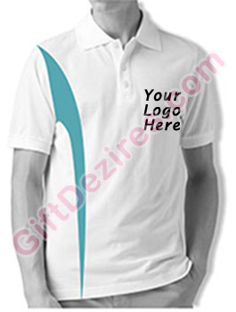 White Color Company Logo Printed T Shirts